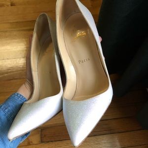 Christian Louboutin pink/ white heels